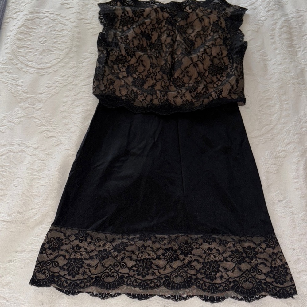 Gently Loved Vintage 60’s Elegant Black Lace Dress/Slip by Gossard Artemis